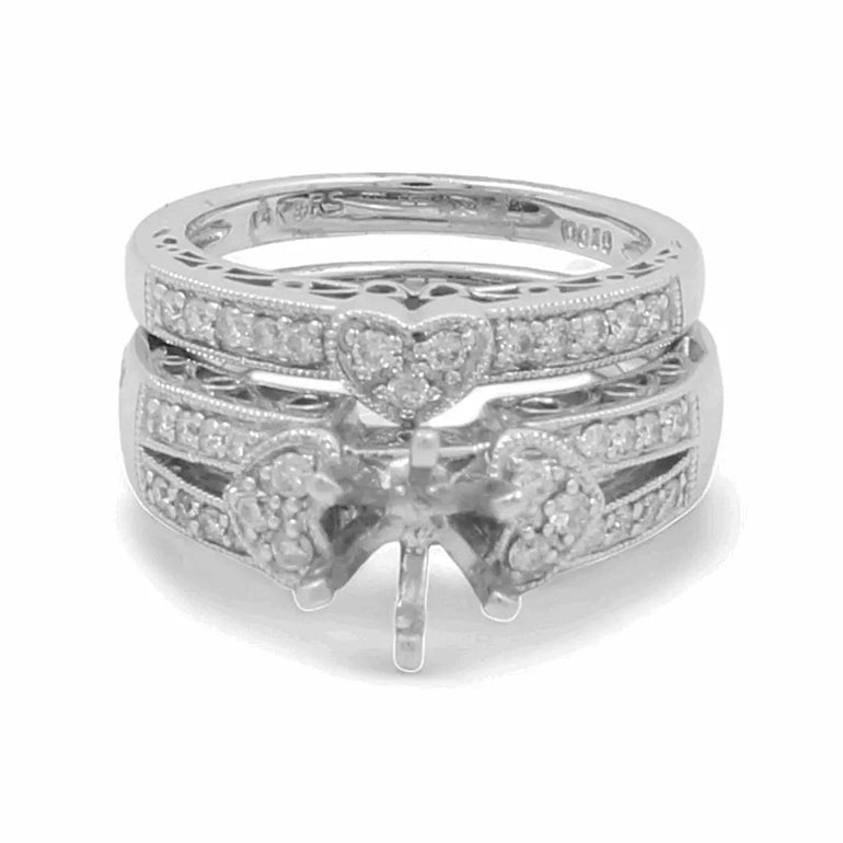 14K White Gold Bridal Woman Ring with Diamonds - Miral Jewelry