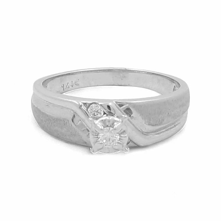 14K White Gold Bridal Woman Ring with Zirconias - Miral Jewelry