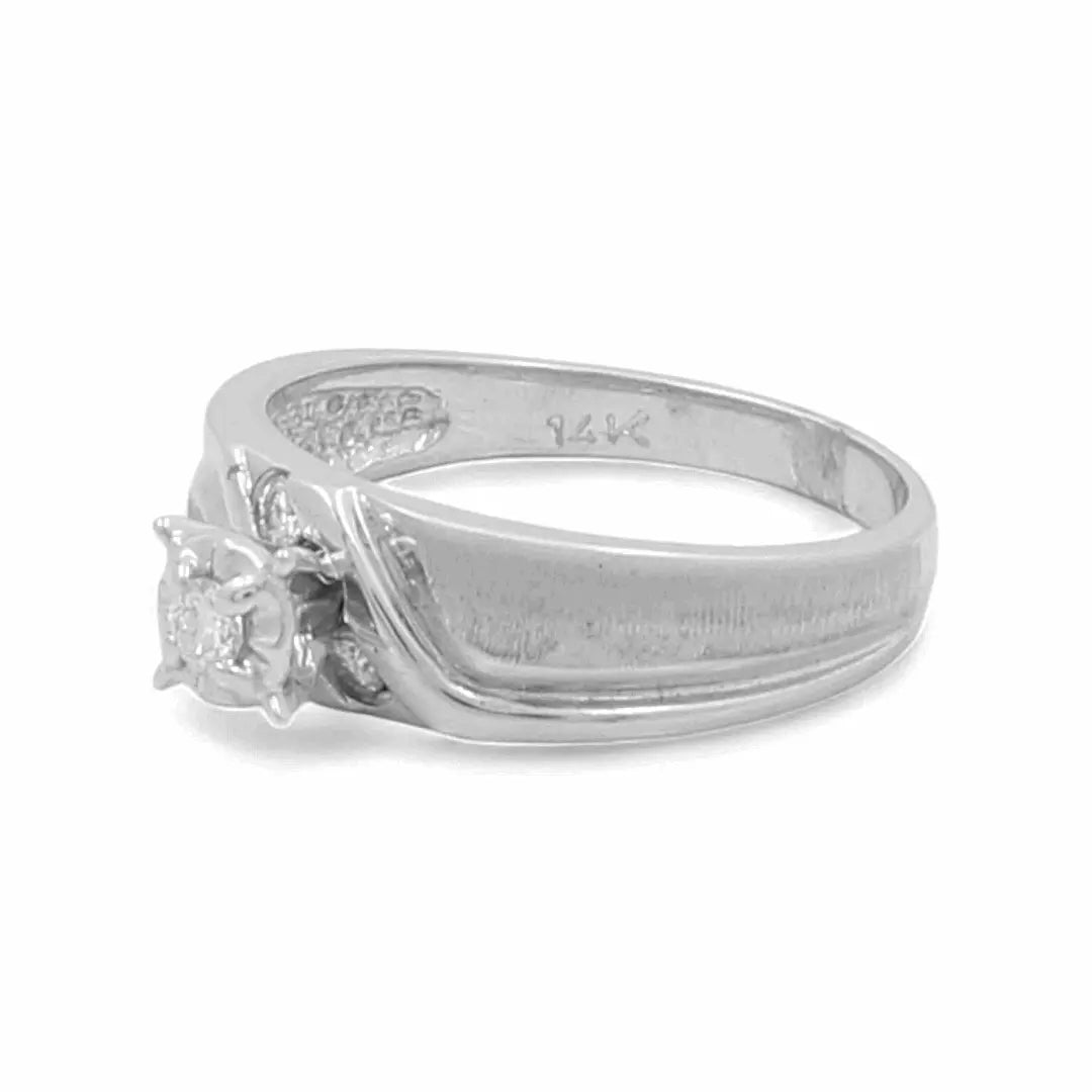 14K White Gold Bypass Solitaire Ring with CZ – view 2