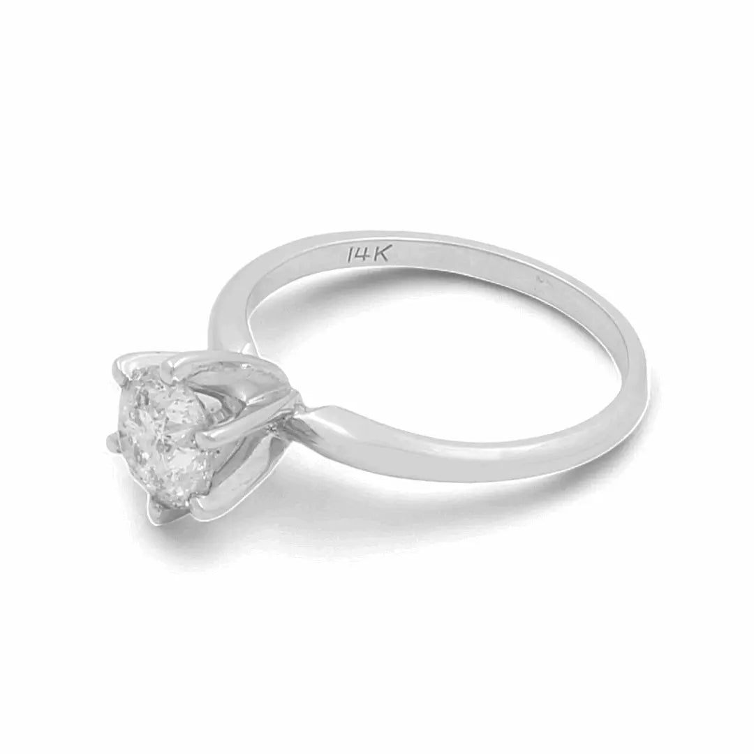 14K White Gold Round Diamond Solitaire Engagement Ring 1.13 ct tw – view 2