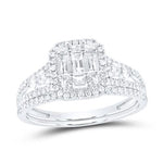 14K White Gold Contemporary Diamond Bridal with 1.00Tw Round Diamonds - Miral Jewelry
