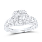 14K White Gold Contemporary Diamond Bridal with 1.00Tw Round Diamonds - Miral Jewelry