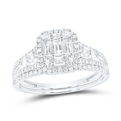 14K White Gold Contemporary Diamond Bridal with 1.00Tw Round Diamonds - Miral Jewelry