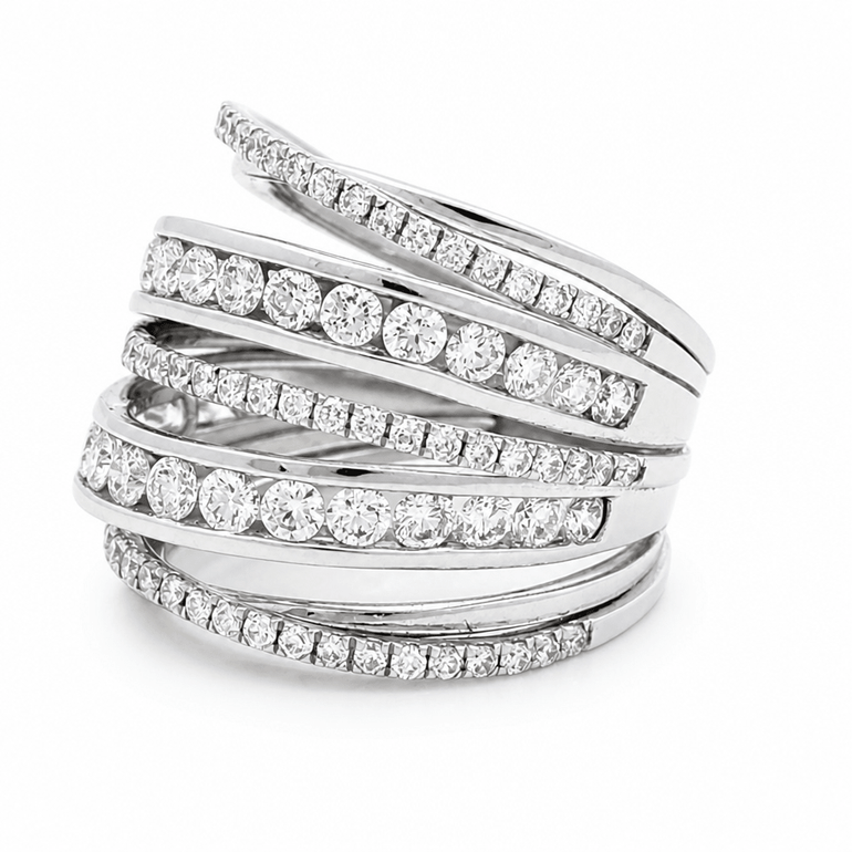 14K White Gold Diamond Fashion Ring with 2.37Tw Round Diamond - Miral Jewelry