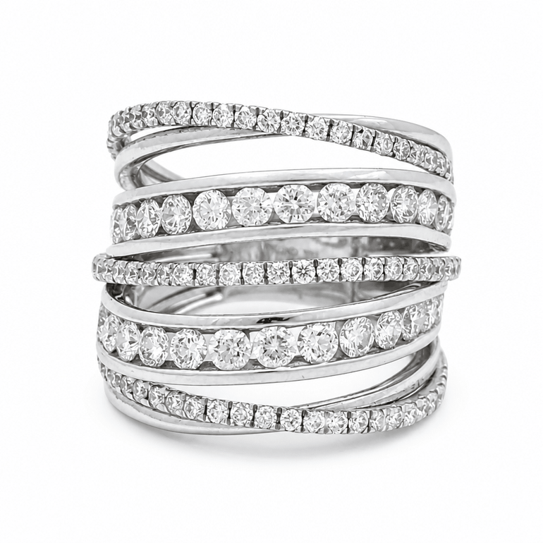14K White Gold Diamond Fashion Ring with 2.37Tw Round Diamond - Miral Jewelry