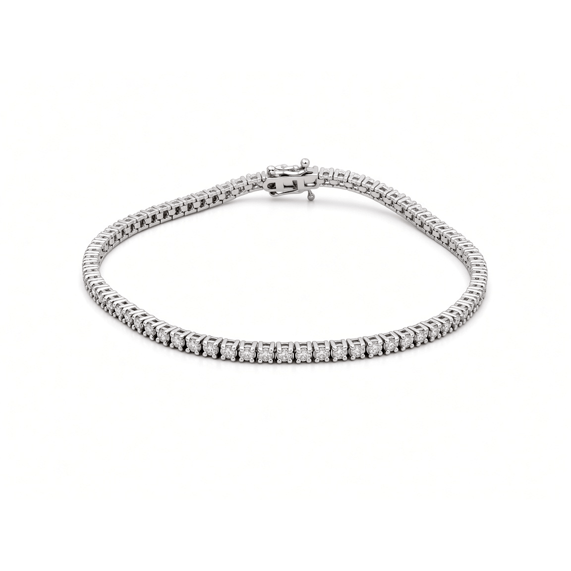 14K White Gold Diamond Tennis Bracelet – 2.33 ct tw, 7" - Miral Jewelry