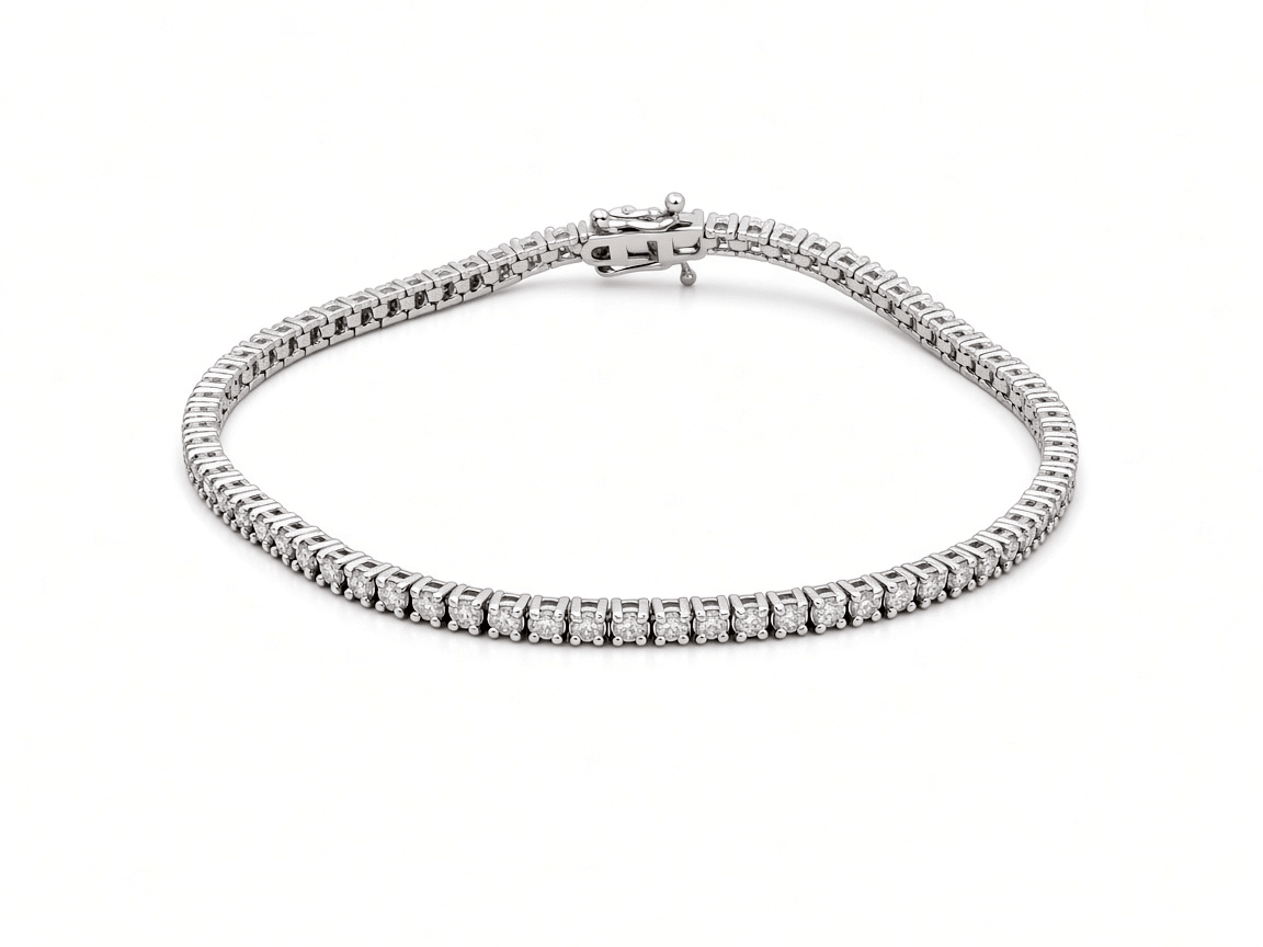 14K White Gold Diamond Tennis Bracelet – 2.33 ct tw, 7" - Miral Jewelry