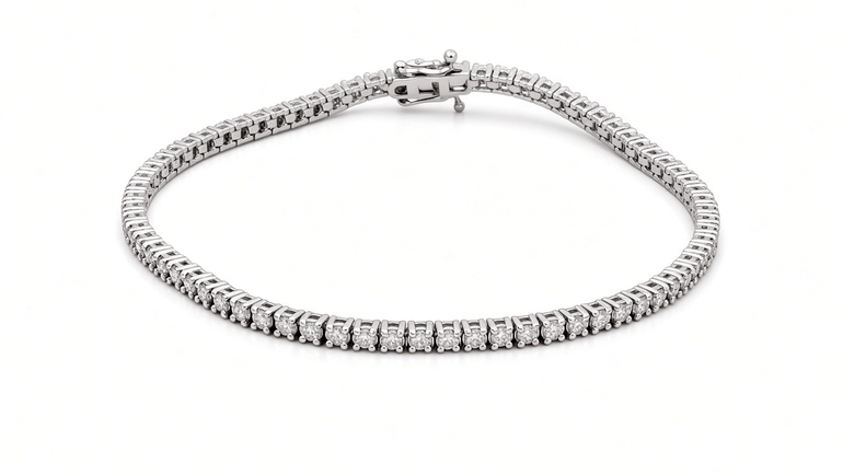 14K White Gold Diamond Tennis Bracelet – 2.33 ct tw, 7" - Miral Jewelry