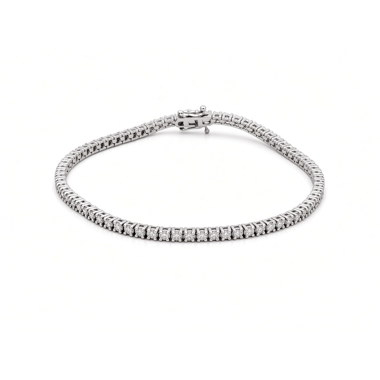 14K White Gold Diamond Tennis Bracelet – 2.33 ct tw, 7" - Miral Jewelry