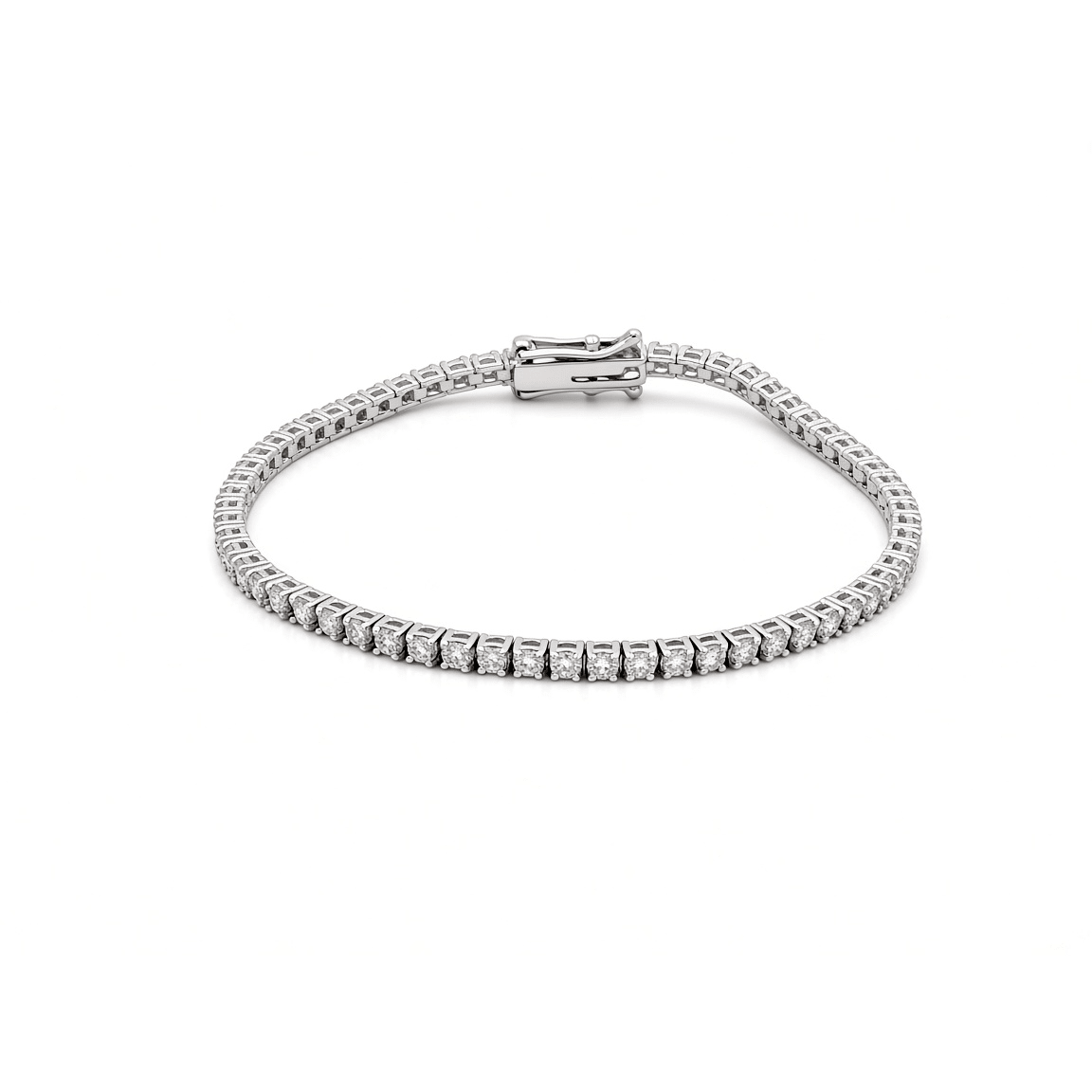14K White Gold Diamond Tennis Bracelet – 2.91 ct tw, 7" - Miral Jewelry