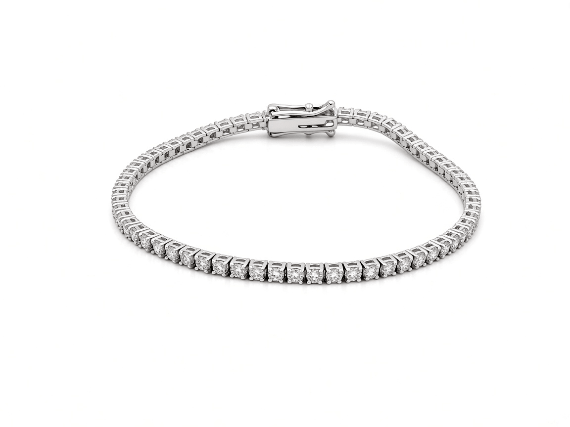 14K White Gold Diamond Tennis Bracelet – 2.91 ct tw, 7" - Miral Jewelry