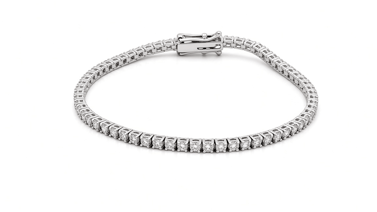 14K White Gold Diamond Tennis Bracelet – 2.91 ct tw, 7" - Miral Jewelry