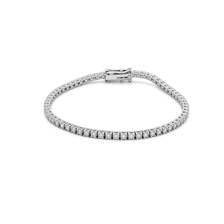 14K White Gold Diamond Tennis Bracelet – 2.91 ct tw, 7" - Miral Jewelry