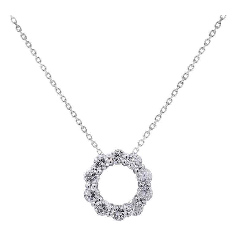 14k White Gold Fancy Link Diamond Necklace 18" with 0.38Tw Round Diamonds - Miral Jewelry