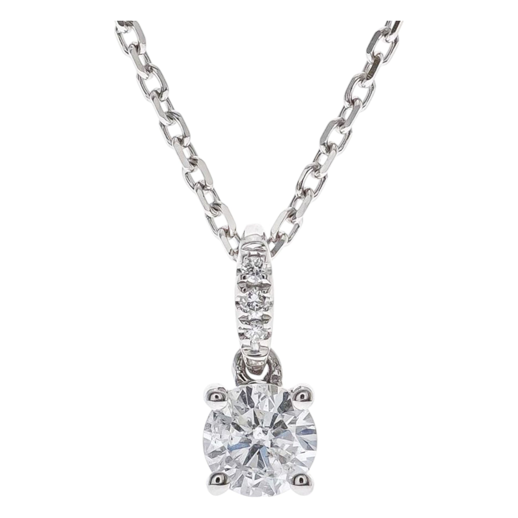 14K White Gold Diamond Solitaire Drop Necklace 0.23 ct tw