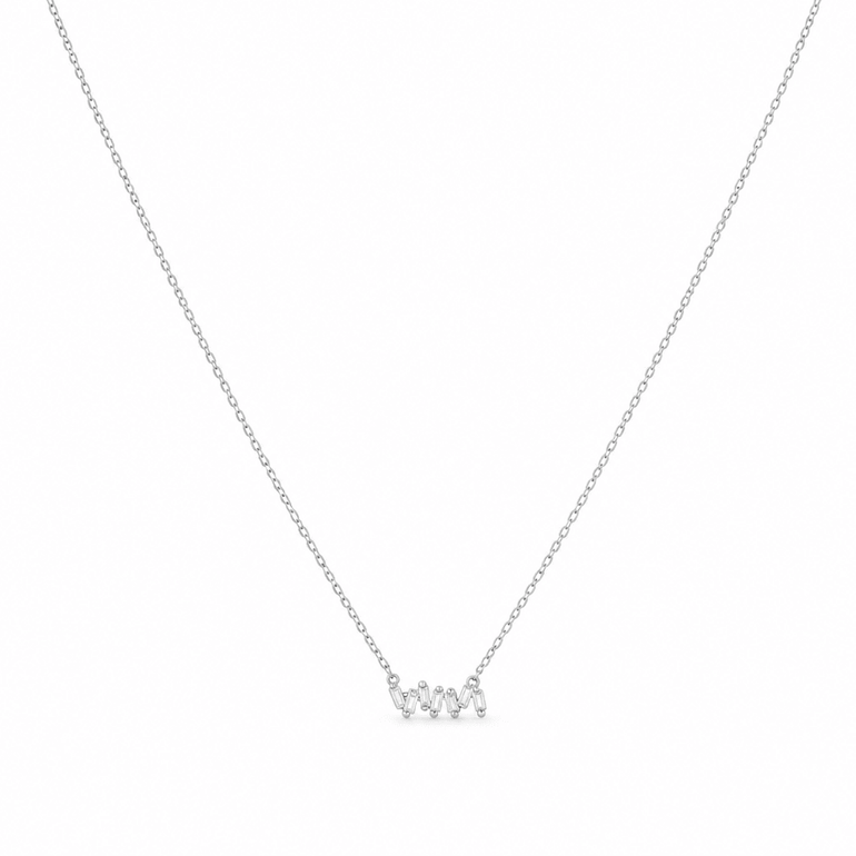 14k White Gold Fashion Diamond Necklace 18" with 0.15Tw Round Diamonds - Miral Jewelry