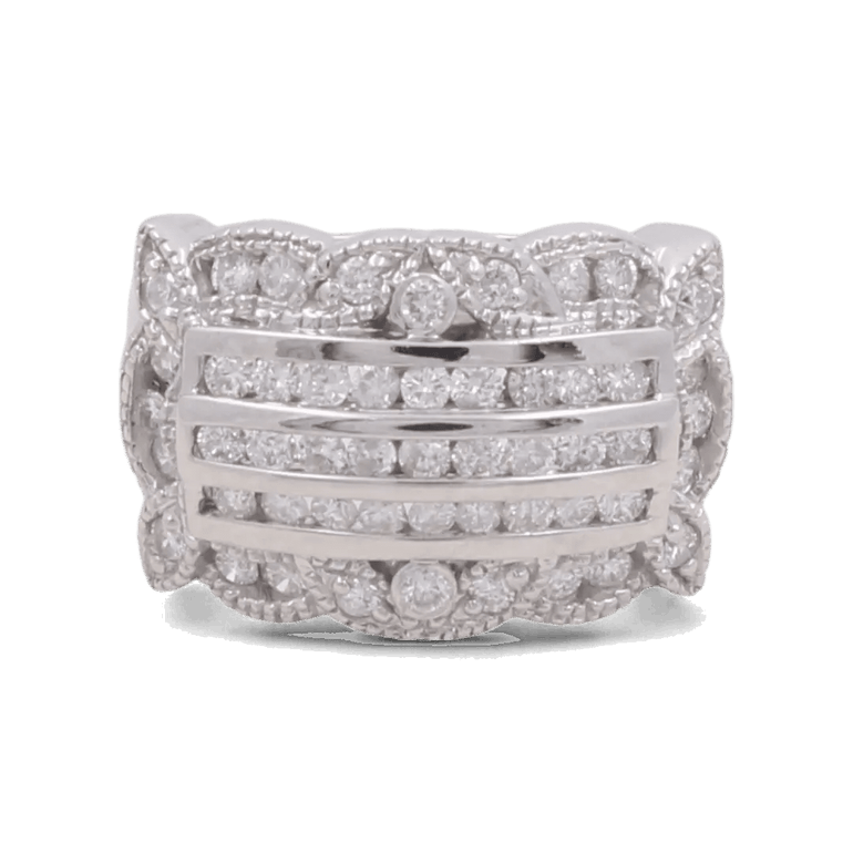 14K White Gold Fashion Diamond Woman Ring - Miral Jewelry