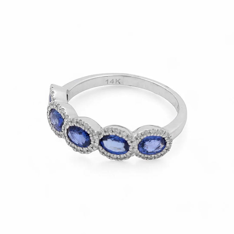 14K White Gold Fashion Sapphire Women's Ring - Miral Jewelry