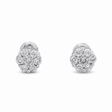 14K White Gold Flower Diamond Earrings with 0.50Tw Round Diamonds - Miral Jewelry