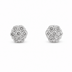 14K White Gold Flower Diamond Earrings with 1.00Tw Round Diamonds - Miral Jewelry