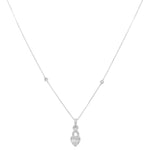 14k White Gold Heart Diamond Necklace 18" with 0.15Tw Baguette Diamonds and 0.26Tw Round Diamonds - Miral Jewelry
