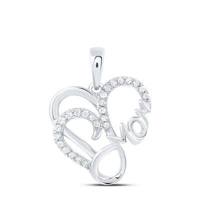 14k White Gold Heart Diamond Women's Pendant with 0.10Tw Round Diamond - Miral Jewelry