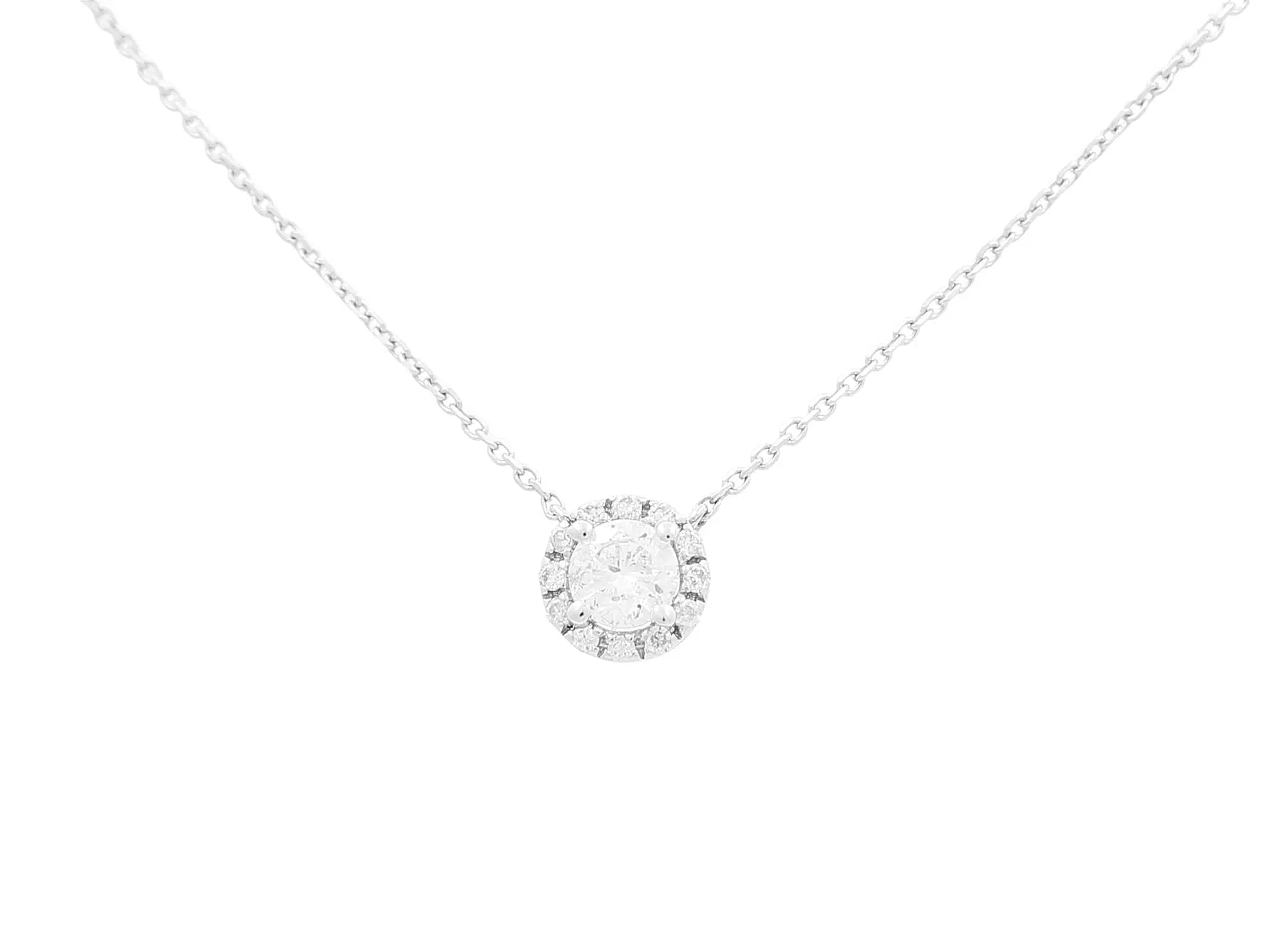 14K White Gold Moderm Diamond Women's Necklaces with 0.32Tw Round Diamonds - Miral Jewelry