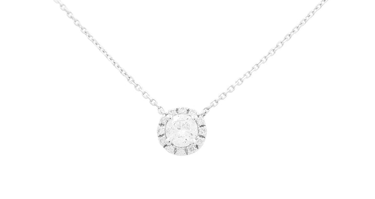 14K White Gold Moderm Diamond Women's Necklaces with 0.32Tw Round Diamonds - Miral Jewelry