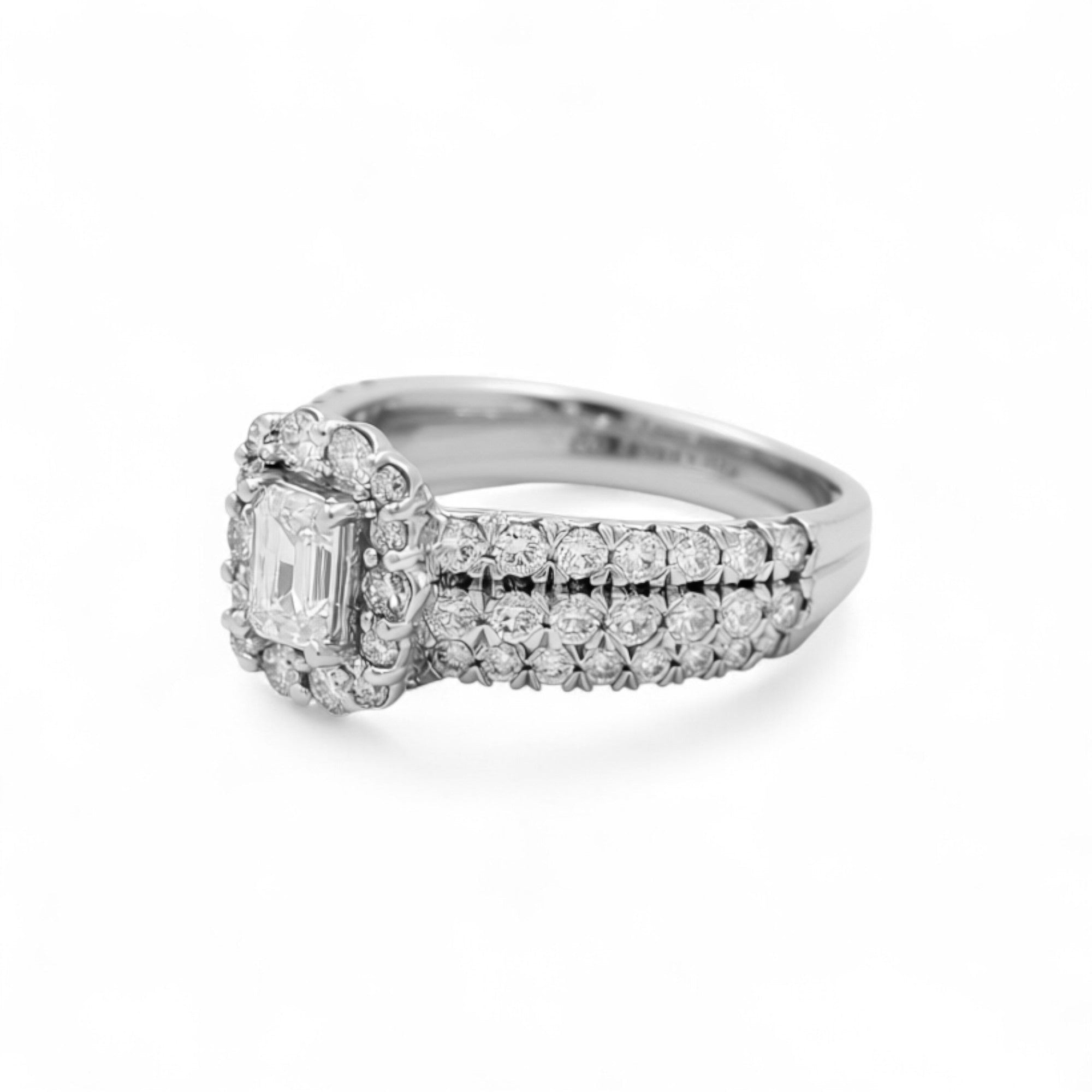 14K White Gold Modern Diamond Bridal Set Ring with 1.50Tw Baguette and Round Diamonds - Miral Jewelry