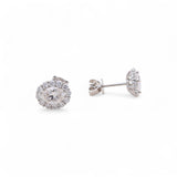 14K White Gold Oval Earrings with 2.22Tw Oval and Round Lab Grown Diamond - Miral Jewelry