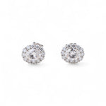 14K White Gold Oval Earrings with 2.22Tw Oval and Round Lab Grown Diamond - Miral Jewelry