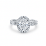 14K White Gold Oval Rings with 1.50Tw Oval Lab Diamonds and 0.78Tw Round Lab Diamonds - Miral Jewelry