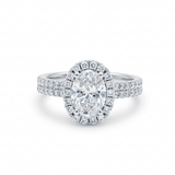 14K White Gold Oval Rings with 1.50Tw Oval Lab Diamonds and 0.78Tw Round Lab Diamonds - Miral Jewelry