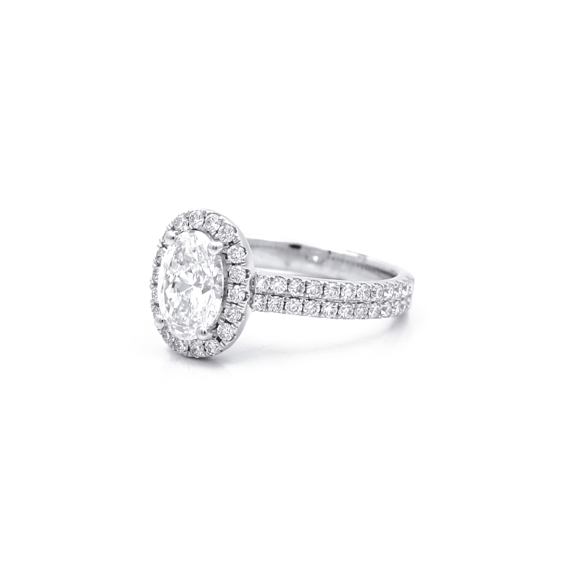 14K White Gold Oval Lab-Grown Diamond Halo Engagement Ring 1.50 ct – view 2