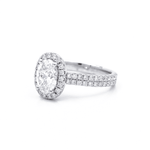 14K White Gold Oval Rings with 1.50Tw Oval Lab Diamonds and 0.78Tw Round Lab Diamonds - Miral Jewelry