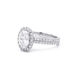 14K White Gold Oval Rings with 1.50Tw Oval Lab Diamonds and 0.78Tw Round Lab Diamonds - Miral Jewelry