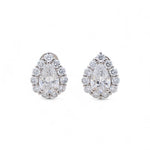 14K White Gold Pear Earrings with 1.72Tw Pear and Round Lab Grown Diamond - Miral Jewelry