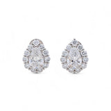 14K White Gold Pear Earrings with 1.72Tw Pear and Round Lab Grown Diamond - Miral Jewelry
