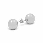 14K White Gold Pearl Button Women's Earrings - Miral Jewelry
