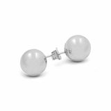 14K White Gold Pearl Button Women's Earrings - Miral Jewelry