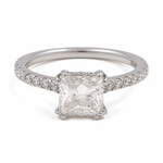 14K White Gold Princess Diamond Engagement Ring with 1.51Tw Princess Diamonds and0.36Tw Round Diamonds - Miral Jewelry