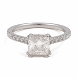 14K White Gold Princess Diamond Engagement Ring with 1.51Tw Princess Diamonds and0.36Tw Round Diamonds - Miral Jewelry