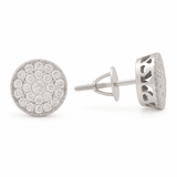 14K White Gold Roud Stud Diamond Earrings with 0.60Tw Round Diamonds - Miral Jewelry