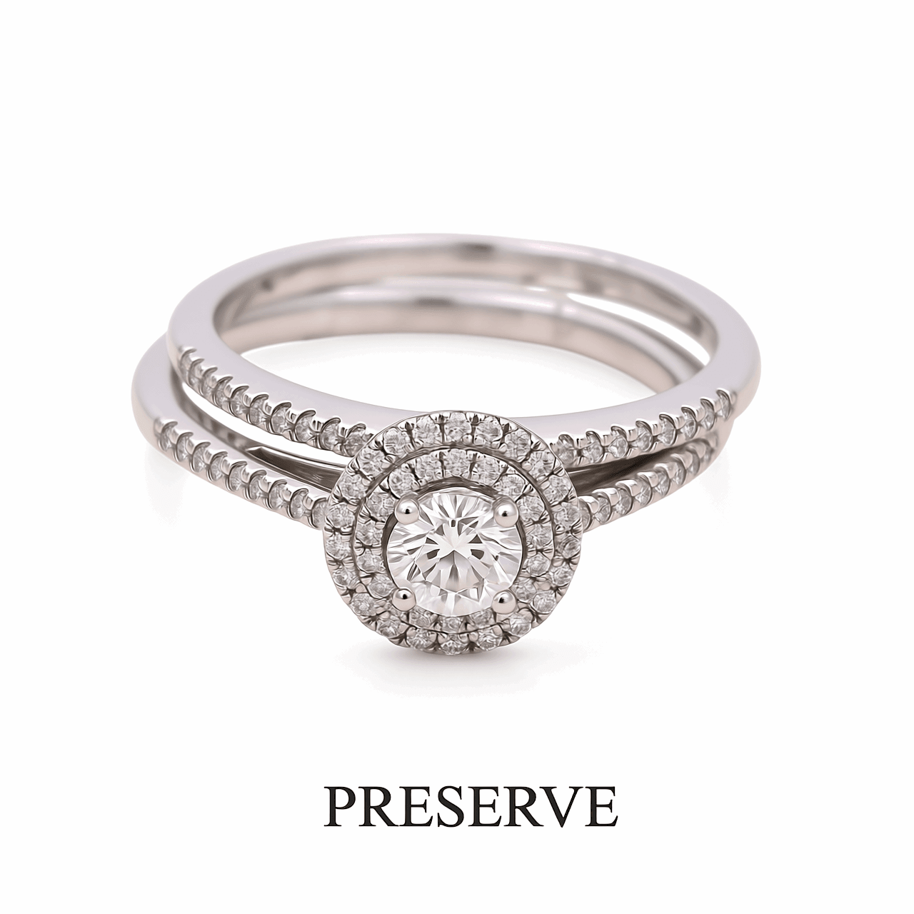 14K White Gold Round Diamond Bridal Set Ring with 0.50Tw Round Diamonds and 0.25Tw Round Diamonds - Miral Jewelry