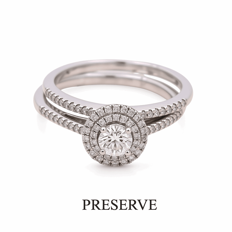 14K White Gold Round Diamond Bridal Set Ring with 0.50Tw Round Diamonds and 0.25Tw Round Diamonds - Miral Jewelry