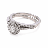 14K White Gold Round Diamond Bridal Set Ring with 0.50Tw Round Diamonds and 0.25Tw Round Diamonds - Miral Jewelry