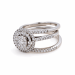 14K White Gold Round Diamond Bridal Set Ring with 0.75Tw Round Diamonds - Miral Jewelry