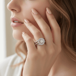 14K White Gold Round Diamond Bridal Set Ring with 0.75Tw Round Diamonds - Miral Jewelry