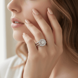 14K White Gold Round Diamond Bridal Set Ring with 0.75Tw Round Diamonds - Miral Jewelry
