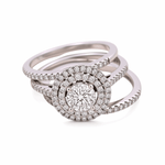 14K White Gold Round Diamond Bridal Set Ring with 0.75Tw Round Diamonds - Miral Jewelry